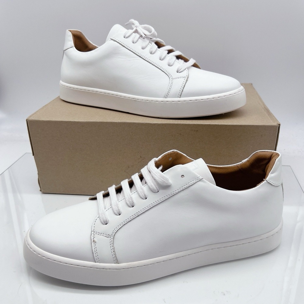 Bruno Magli Magnifico White Leather Low Top Lace Up Sneaker Men's US 10.5 ITALY
